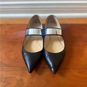 Christian Louboutin Black Pointed Toe Sequin Strap Flats